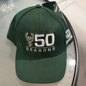 Milwaukee Bucks Green hat celebrating 50 Seasons.